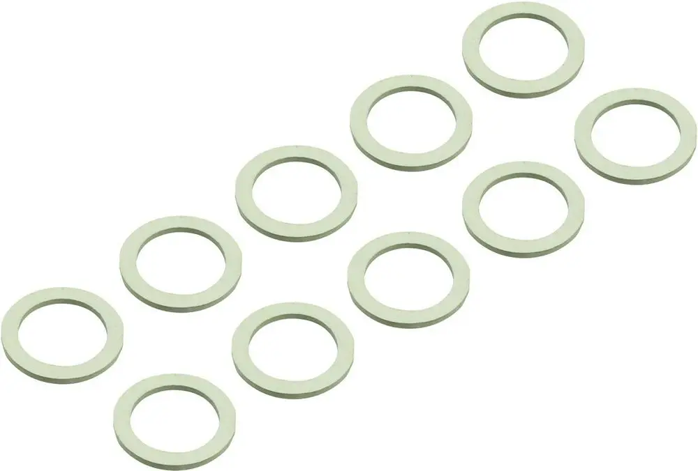 Bosch Dichtungen in Form von flachen Ringen, angeordnet in einer Reihe. Die Dichtungen sind in neutraler Farbe und eignen sich für verschiedene Anwendungen.